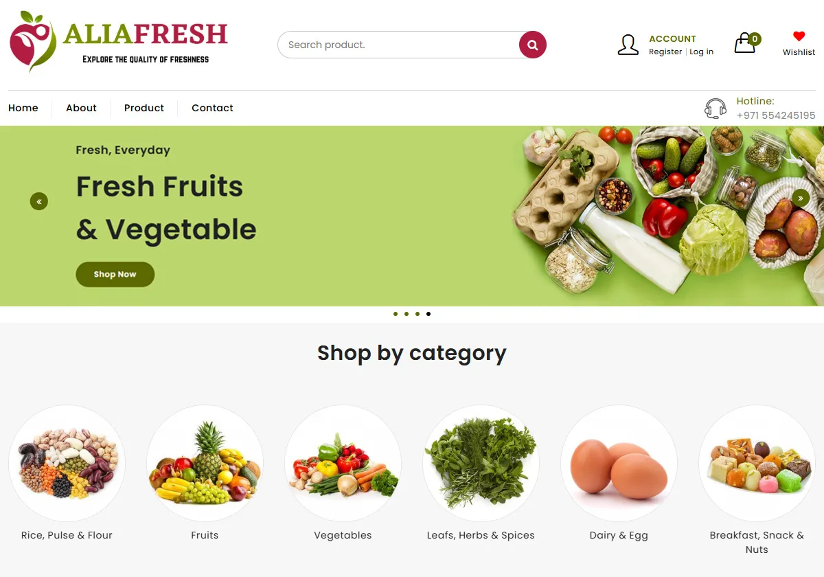 Alia Fresh website project