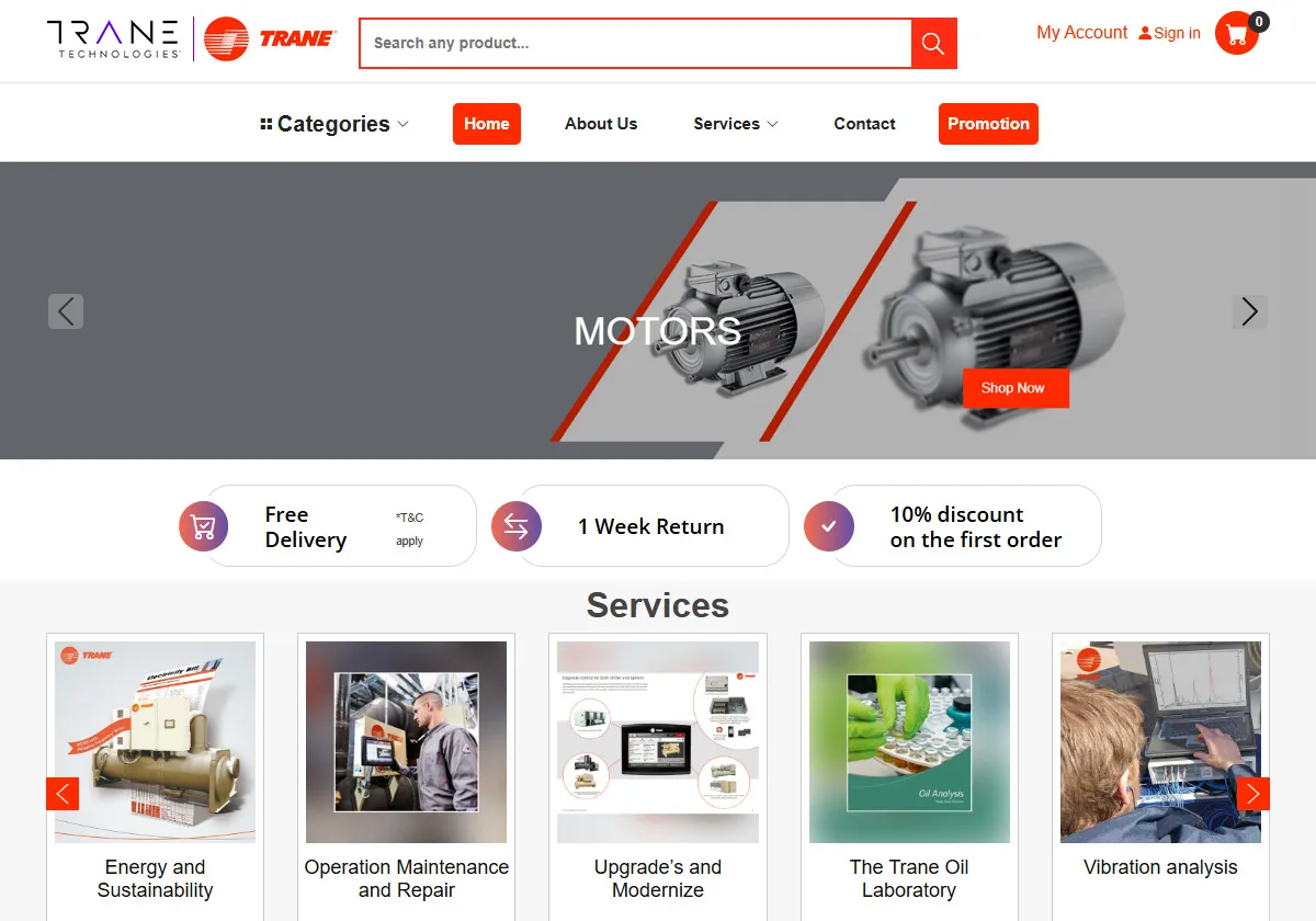 Trane UAE website project